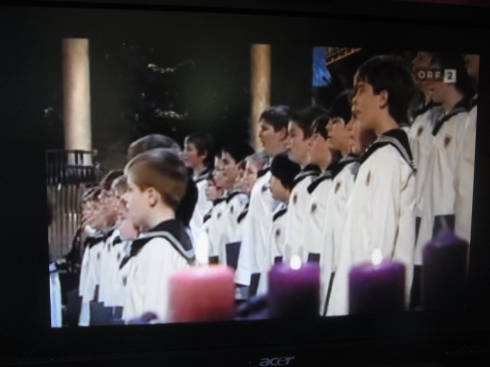 A picture from the computer of the Vienna Boy's Choir singing German Christmas songs.